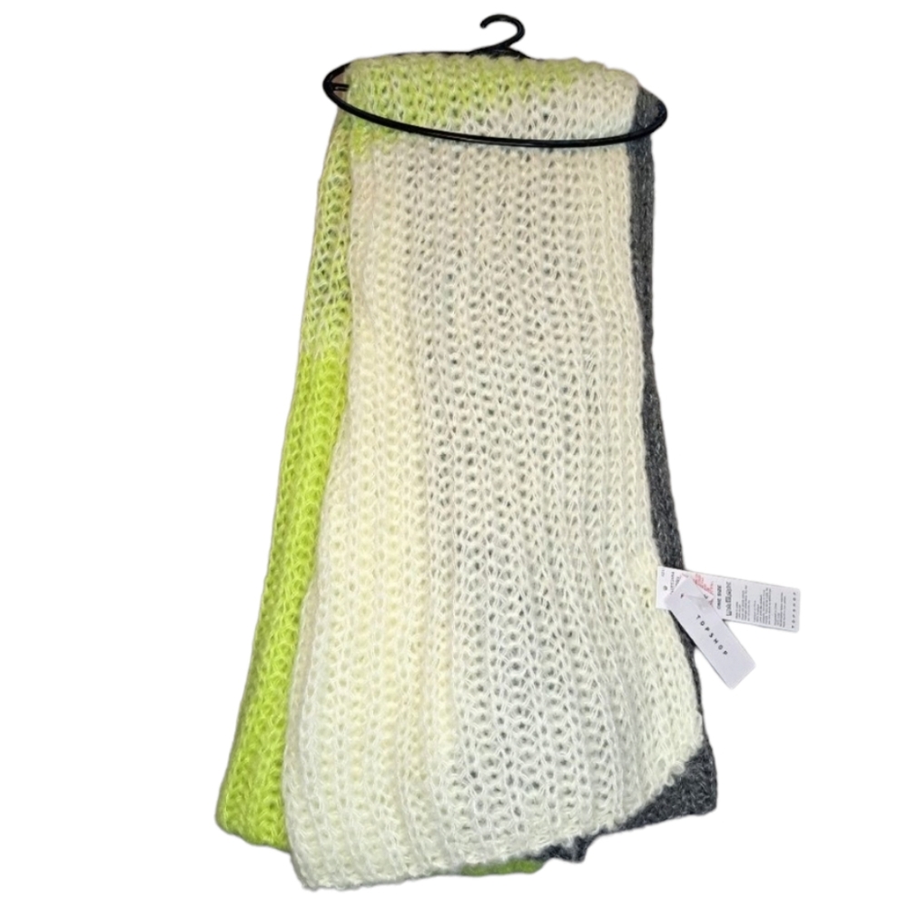 NEW TopShop Colorblock Chunky Knit Scarf Green White Gray One Size